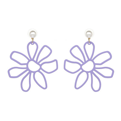 

AOTEMAN 6 colors 2019 new Cute Sipmle Daisy Earrings Trendy Big Metal Flower Statement Dangle Earrings For Women Wedding Brincos