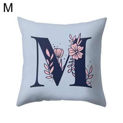 

Modern Capital Letter Flower Pillow Case Waist Throw Cushion Cover Home Decor