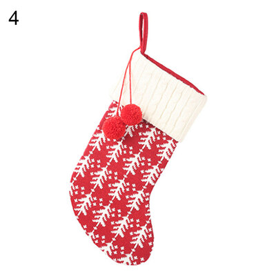 

1Pc Christmas Stocking Elk Snowflake Print Sock Candy Gift Bag Hanging Decor