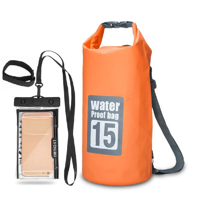 

5L 10L 15L 20L Outdoor Waterproof Dry Backpack Roll-top Floating Bag with 63 Waterproof Phone Case for Kayaking Rafting B