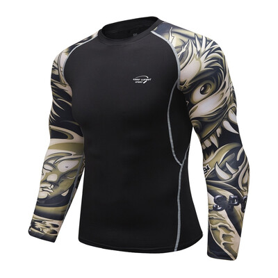 

Toponeto Mens Breathable Long Sleeve Yoga Fitness Print Sport Soft T-Shirt Top Blouse