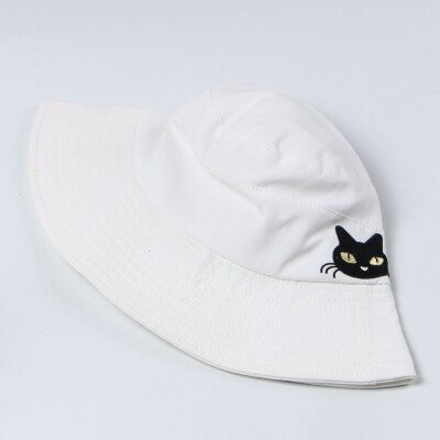 

Japanese cat fisherman hat female spring&summer Korea Hat embroidery casual Joker Hat Sun Hat student Sun Hat
