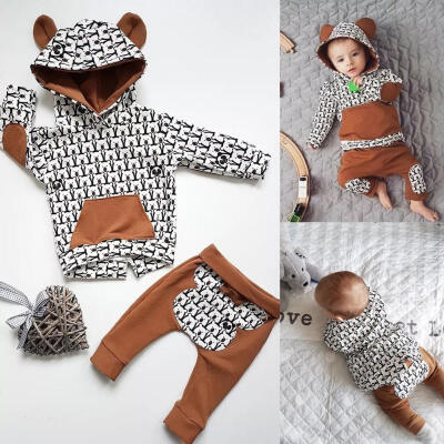 

Newborn Infant Outfit Set Baby Boy Girl Clothes Hoodie T-shirt TopsLong Pants