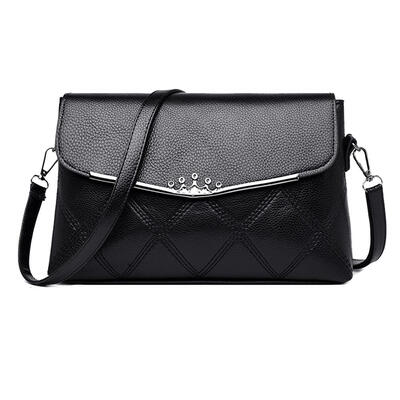 

Solid Color Flip Clutch Women PU Leather Shoulder Messenger Plaid Bags