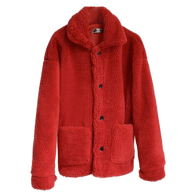 

Toponeto Women Plus Velvet Solid Color O-Neck Lapel Thinening Medium Long Pocket Coat