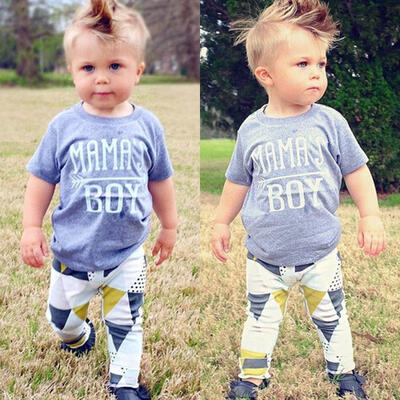 

Newborn Infant Baby Boys Summer Clothes Mama&39s Boy Top T-shirt Long Pants Outfits Set