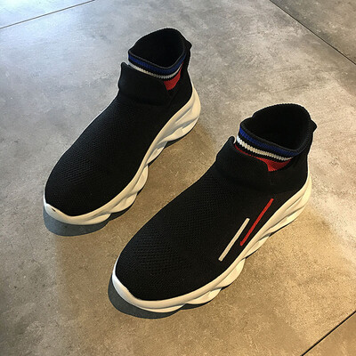 

Elastic Socks Shoes Women Summer Korean Fashion Mesh Flying Weaving High-Upper Shoes Muffin&Thick-soled Leisure Shoes