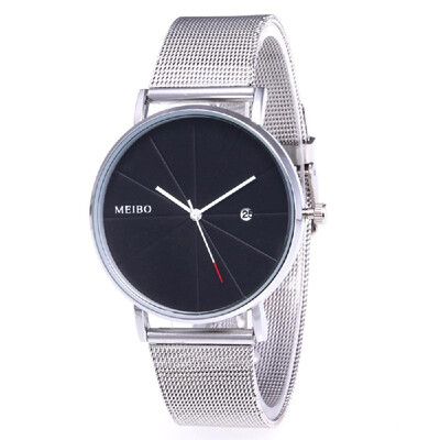 

High-end Business Casual Elegant Quartz Watch Calendar Wristwatch with Knitted Strap Band