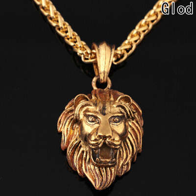 

Stainless Steel Luminous Glow In The Dark Lion Head Pendant Gold Silver Punk Gothic Chain Necklace