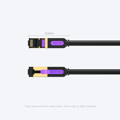 

Vention CAT7 SSTP Ethernet Cable Gold-plated Twited Cable PVC Soft Cable For Office Home Net Bar Hotel Black 15m