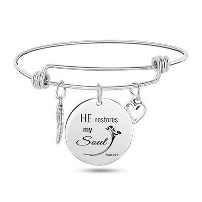 

Fashion Titanium Steel Christian Bibl Wing Love Necer Fails Bracelets Jewelry