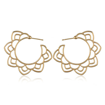 

EK107 Ethnic Gold Silver Color Floral Drop Earring for Women Hollow out Flower Dangle Earring Boho Jewelry Chic Round Earrings