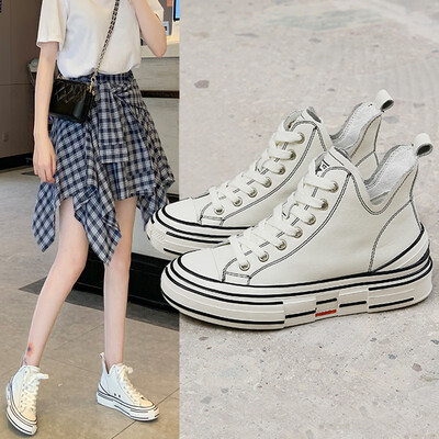 

High-cut white shoes female summer new thick-bottom star with the same paragraph shoes Korean vers