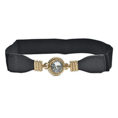 

Fashion Round Rhinestone Elastic Waistband Women Dress Decor Waist Belt Strap