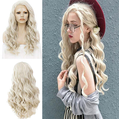 

〖Follure〗Womens Fashion Front lace Wig Beige Synthetic Hair Long Wigs Wave curls Wig