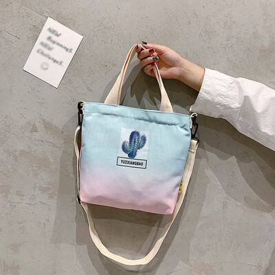 

Tailored Canvas Bag Female Student Shoulder Bag Literary Gradient Color Crossbody Bag