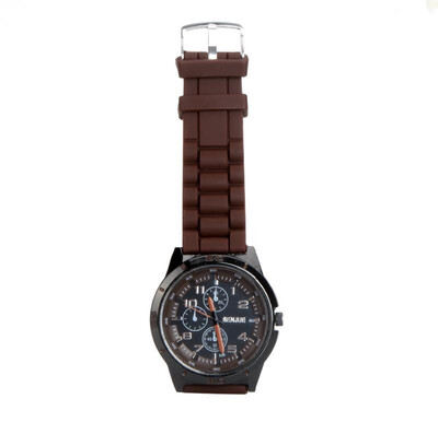 

Stylish Silicone Strap Casual Wrist Watch Men Women Unisex Coffee