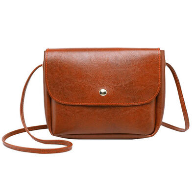 

Vintage Solid Shoulder Handbags Simple Women Leather Small Flap Satchel Bag