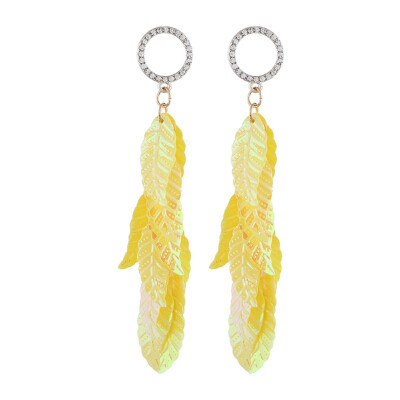 

Fashion Fluorescent Leaf Earrings Elegant Girl Drop Earring Women Jewelry