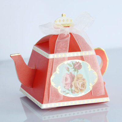 

FUNNYBUNNY Mini Teapot Shape Wedding Favors Candy Boxes Gift Box Party Favor Boxes with Ribbons for Wedding Party Decorations