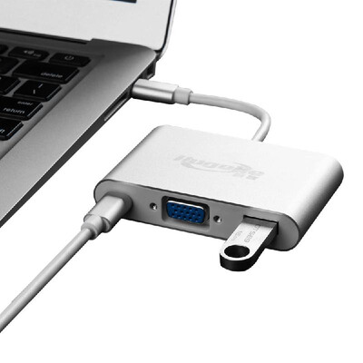 

Hugeke 3 in 1 Type-C Expansion Hub USB C to USB30VGAType-C Adapter 1080P Converter for MacHuaweiSamsung Silver