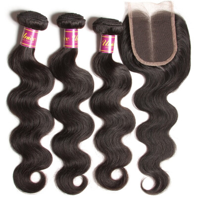 

UNice 8A Brazilian Hair with Closure Body Wave Middle Part 44 Lace Closure