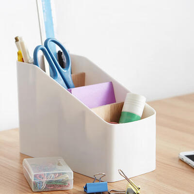 

Greensen Plastic Multifunction Desktop Storage Holder Organizer Box Four Grid for Living Room Office
