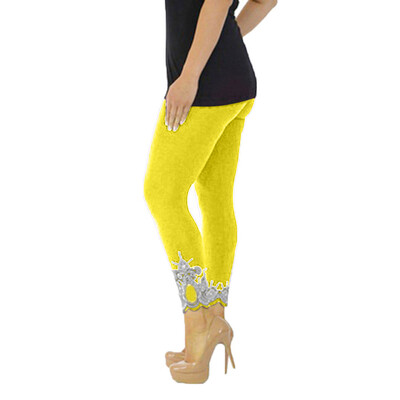 

Tailored Women Sport Yoga Print Workout Mid Waist Running Pants Fitness Elastic Leggings