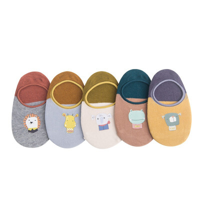 

EBUFANG 5 pairs childrens socks summer invisible cute cartoon animal boy socks 1-8 years old 8999