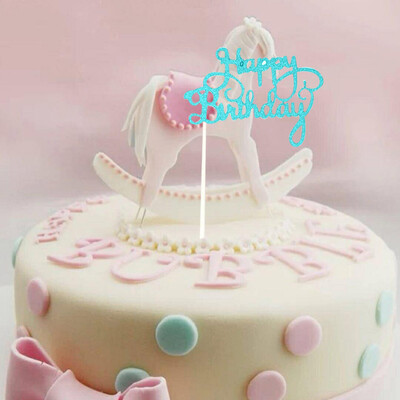 

Gobestart Glitter Paper Happy Birthday Cake Topper Cupcake Dessert Decor Supplies