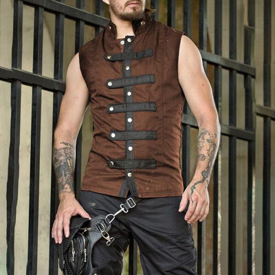 

Vintage Medieval Shirts Mens Vest Buttons Renaissance Sleeveless Costume Coats