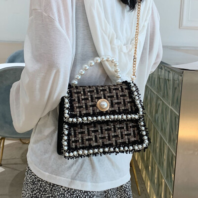 

Small bag female 2019 autumn new wave Korean version of the wild Messenger bag chain fairy bag pearl bag small square bag