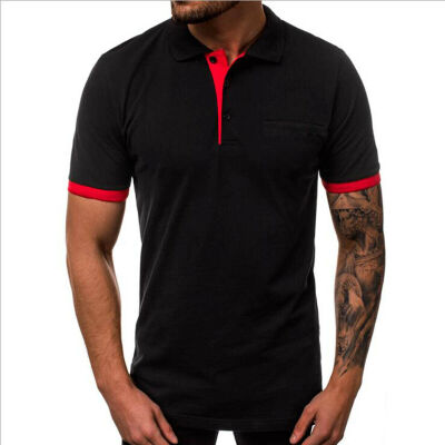 

Summer Mens Slim Fit Shirt Short Sleeve Casual Solid Color T-Shirt Top Tee