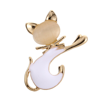 

Cute Black White Tie Cat Brooch Smooth Artificial For Women Collar Hats Brooches Pins Girls Gifts
