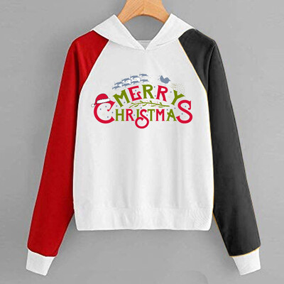 

Tailored Women Christmas Print Hooded Long Sleeves Sweatshirt Hooded Pullover Tops Shirt