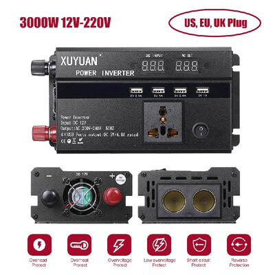 

Car Inverter 3000W 4000W 5000W 12V24V 110220V DC to AC Power Inverter Dual Led Display Modified Sine Wave Power Voltage Transfor
