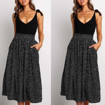 

Tailored Women Winter Fashion Vintage High Waist Ruffles Mid-Calf Print A-line Skirt