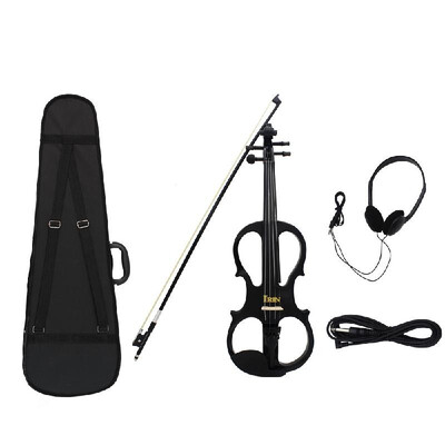 

44 Wood Maple Electric Violin Fiddle Stringed Instrument with Ebony Fittings Cable Headphone Case for Music Lovers Beginners