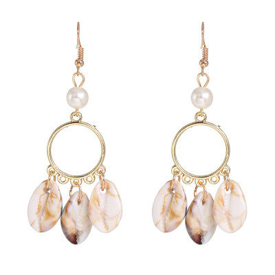 

2019 New ZA Natural Stone Drop Hoop Earrings Women Trendy shell Pendant Earring Wholesale Factory Jewelry Wedding Gift