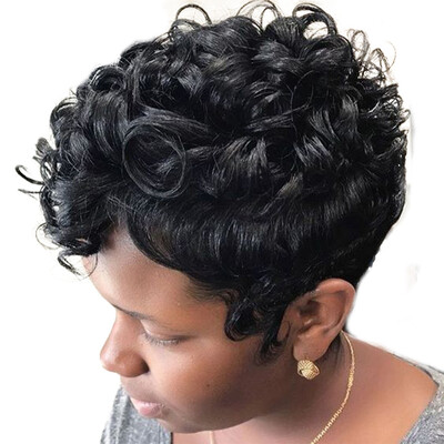 

〖Follure〗Brazilian Less Lace Front Full Wig Bob Wave Black Natural Looking Women Wigs