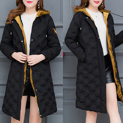 

Roseonmyhand Women Hooded Winter Outwear Warm Long Thick Cotton Parka Slim Jacket Overcoat