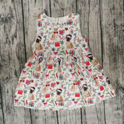 

US Toddler Kid Baby Girl Christmas Cartoon Animal Sleeveless Party Dress Clothes