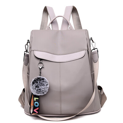 

Womens schoolbag Korean version Harajuku Uzzang Business Fashion Backpack Womens shoulder bag Simple leather Oxford cloth dual-p