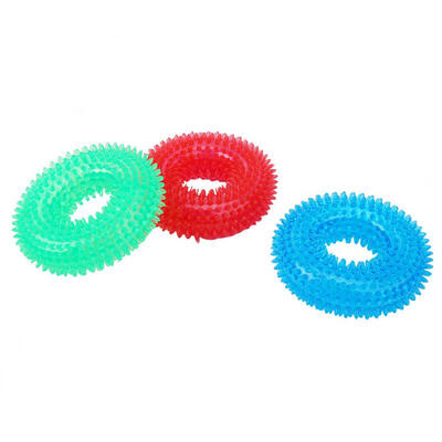 

Greensen 3PCS Pet Dog Transparent Squeak Chew Pet Toys Training Funny Chew Thorn Circle Ring