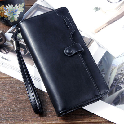 

Tailored Mens Retro Zip Wallet Solid Color Clutch Long Wallet Multi Card Wallet