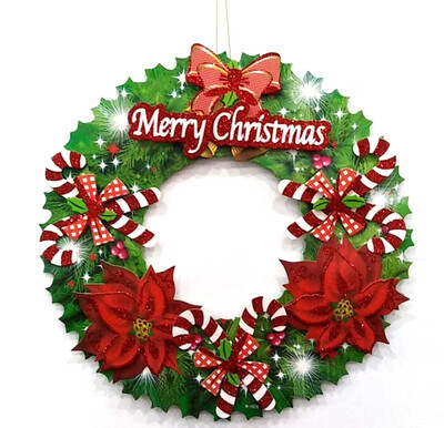 

Tailored 40 cm Christmas Holiday Paper Wreath Door Ornament Garland Decoration