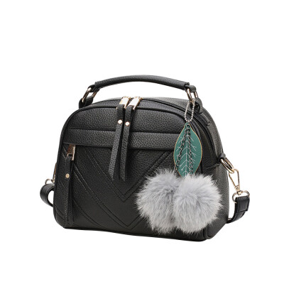 

Women PU Leather Handbags Ladies Shoulder Bags High Quality Female Vintage Crossbody Bag With Hair Ball Pendant Sac A Main T2G