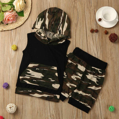 

Kids Baby Boys Camouflage Hooded Shirt TopsShorts Pants 2PC Set Clothes 80