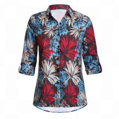 

Bohemian shirt Womens long sleeve printed loose shirt