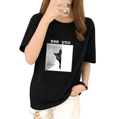 

Womens Round Neck Printed Short Sleeve T-Shirt